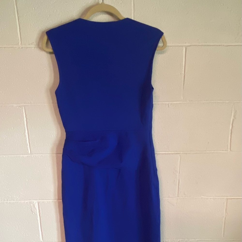 Diane Von Furstenberg Leora Dress Womens Riviera Blue Faux Wrap Sleeveless - Picture 6 of 6